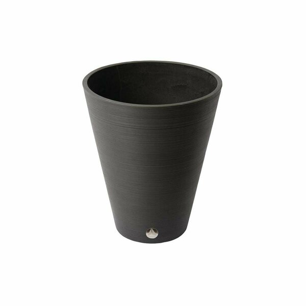 Algreen Valencia 15 in. by 18.5 in. Round Ribbed Taper Planter, Black 16339